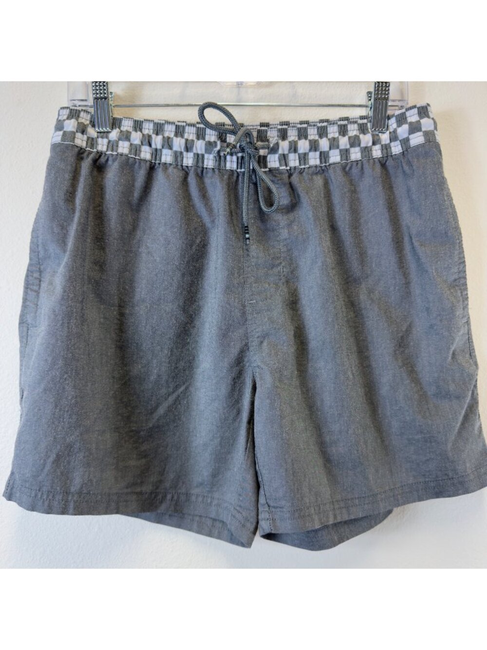 Original Use Men’s Medium Gray 5 Inch Unlined Swim Trunks Checker Board Shorts